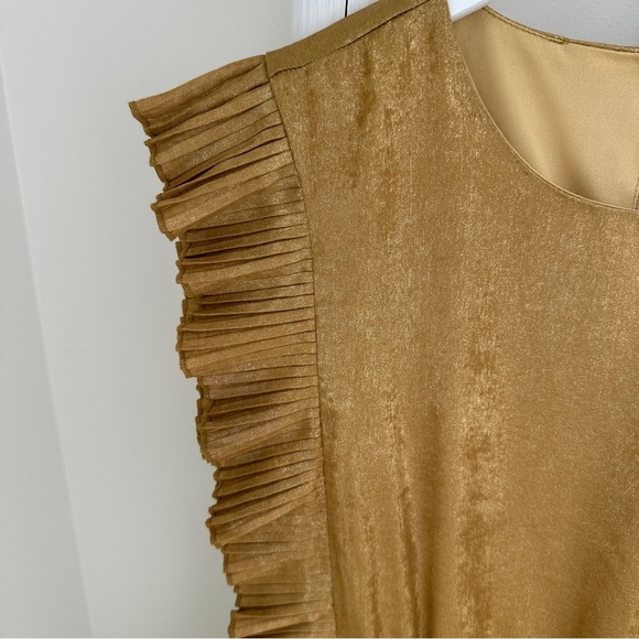 fab'rik Gold Sleeveless Ruffled Mini Dress Size Small - Picture 5 of 11